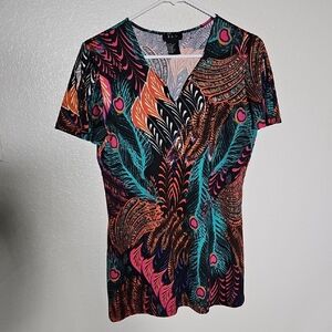 Multi Color Short Sleeve Blouse